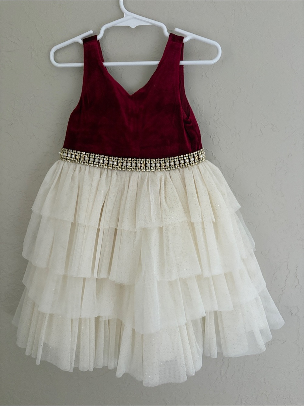 American Princess Burgundy and Cream Layered Tulle Party Dress